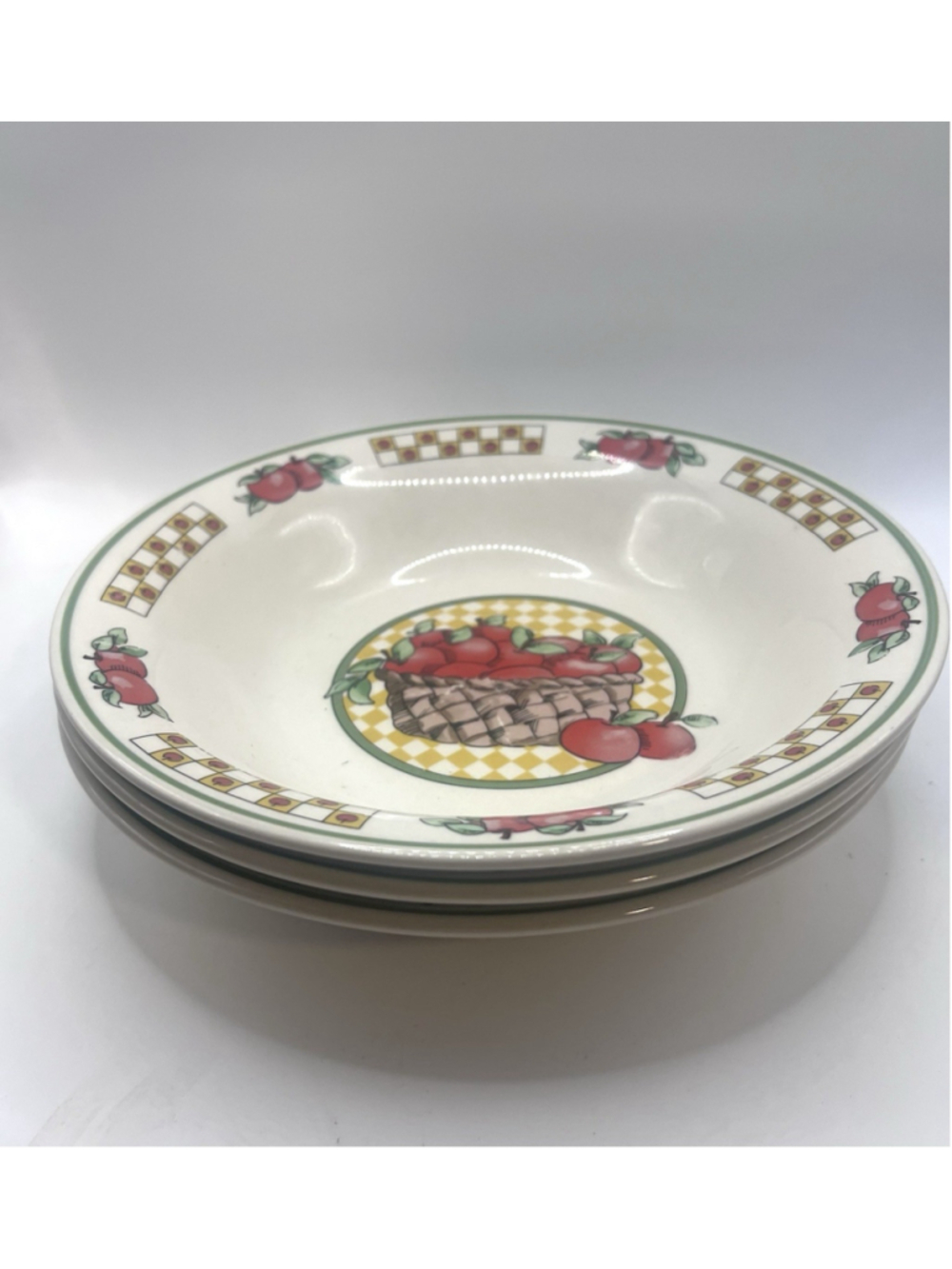 Set of 3 Vintage Apple Bowls Soup Cereal 8”Global Designs Fall Harvest Orchard